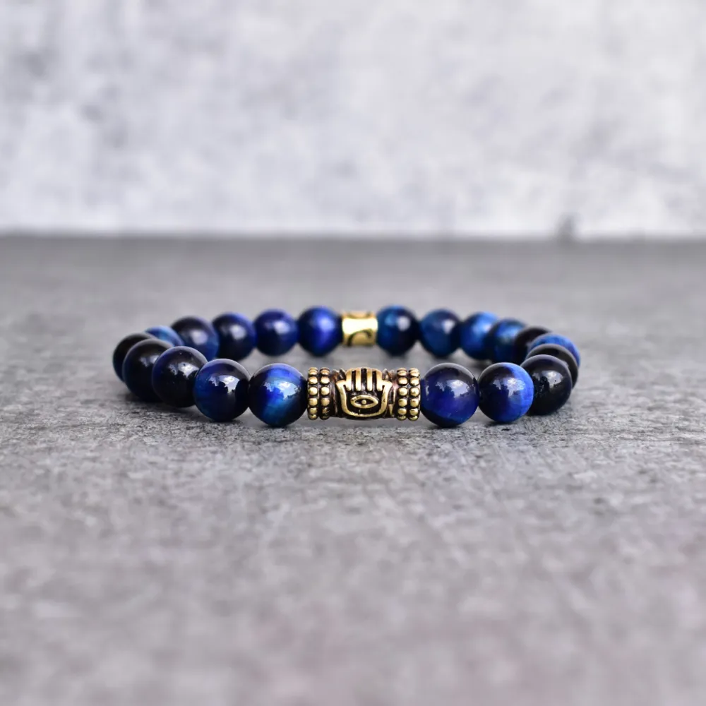 Hamsa Tiger Eye Bead Bracelet