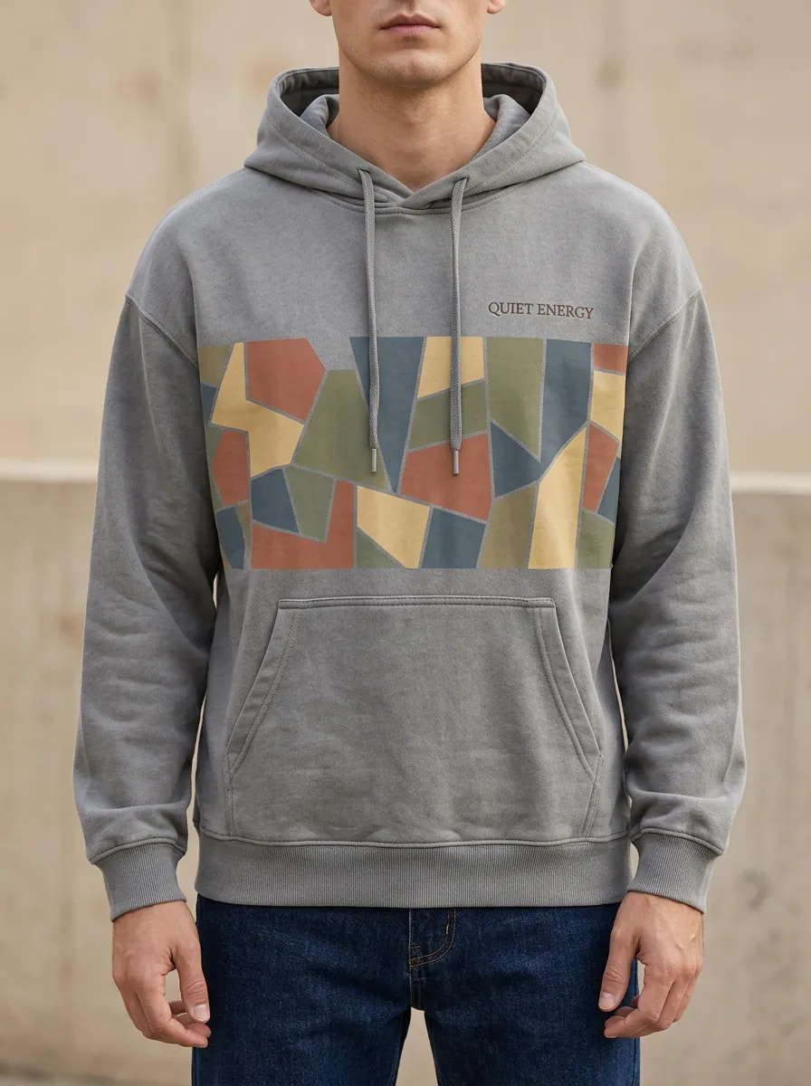 Men's Quiet Energy Geometric Pattern Print Hoodie