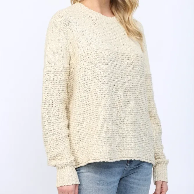 Textured Knit Sweater - Ecru