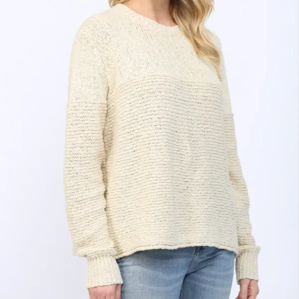 Textured Knit Sweater - Ecru