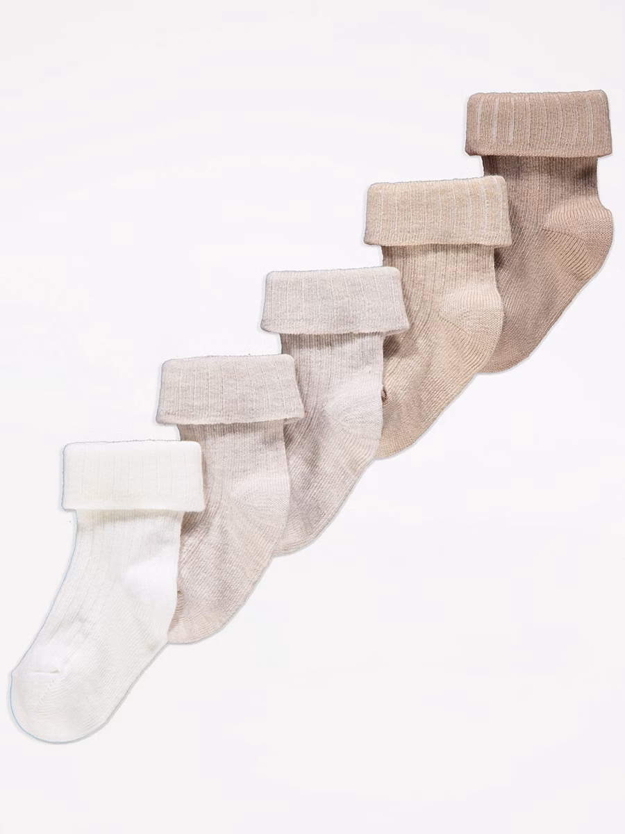 Neutral Ribbed Socks 5 Pack detail 1