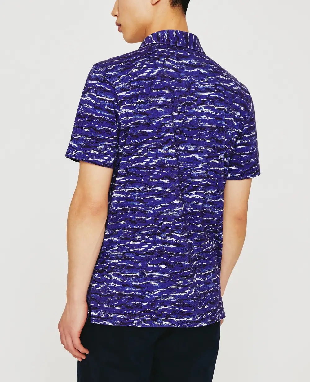 Men's Short Sleeve Self Collar Cotton Jersey Polo Shirt