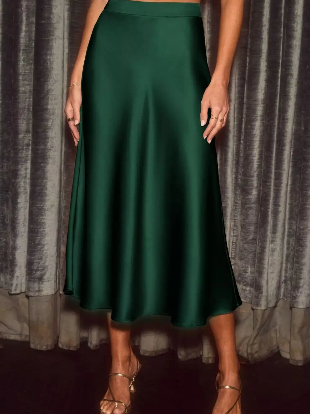 Modern Satin Midi Skirt