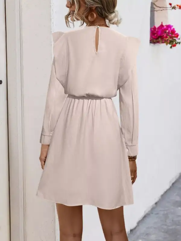 Relaxed Shape Ruffle Long Sleeve Mini Dress