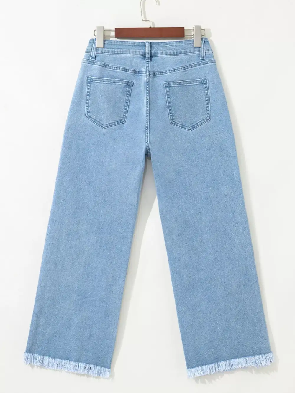 Wide Leg Raw Hem Denim Jeans