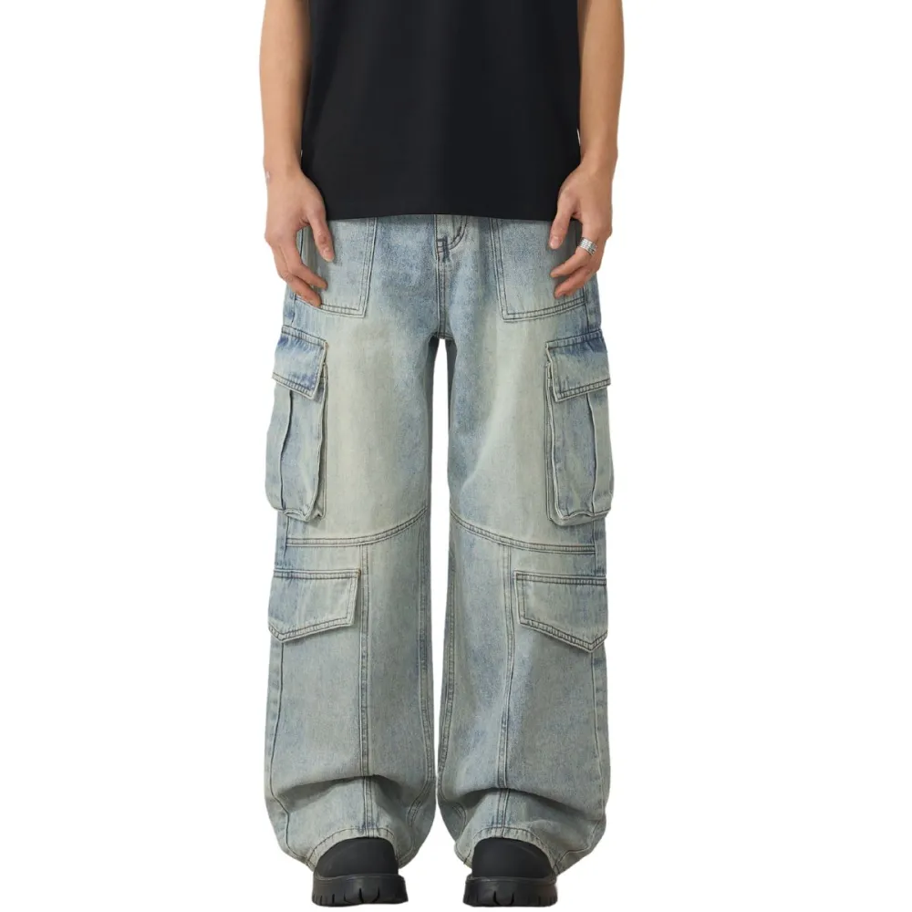 Relaxed Cargo Denim Jeans