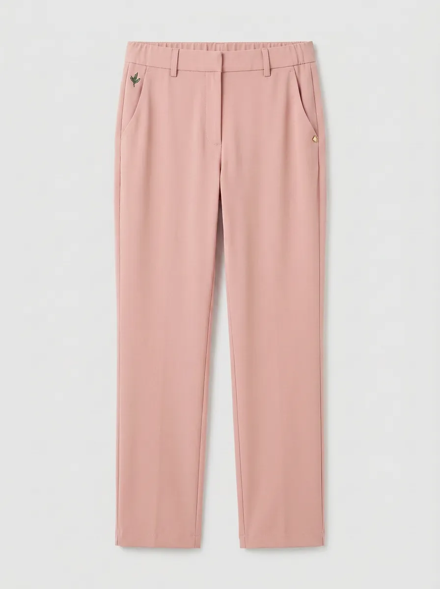 Women's Contemporary Everyday Leaf Embroidered Mid Rise Straight Leg Pants