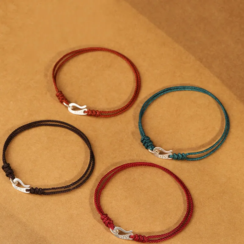 Sterling Silver Hook Design String Bracelet