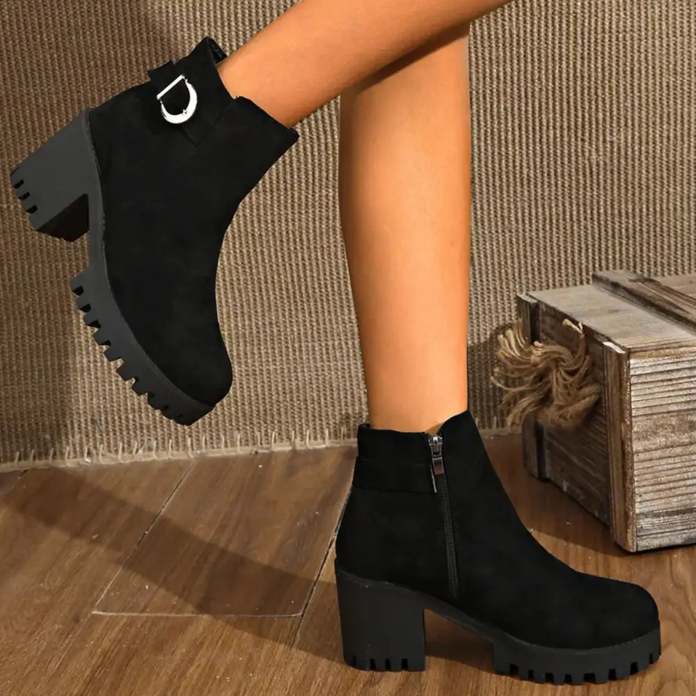 Essential Round Toe Block Heel Boots