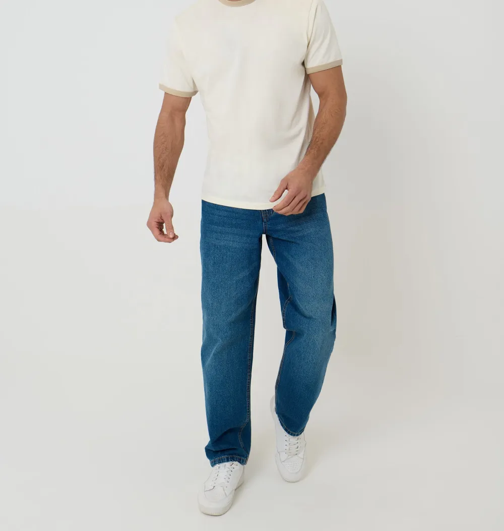 Men's Ecru Cotton Ringer T-Shirt