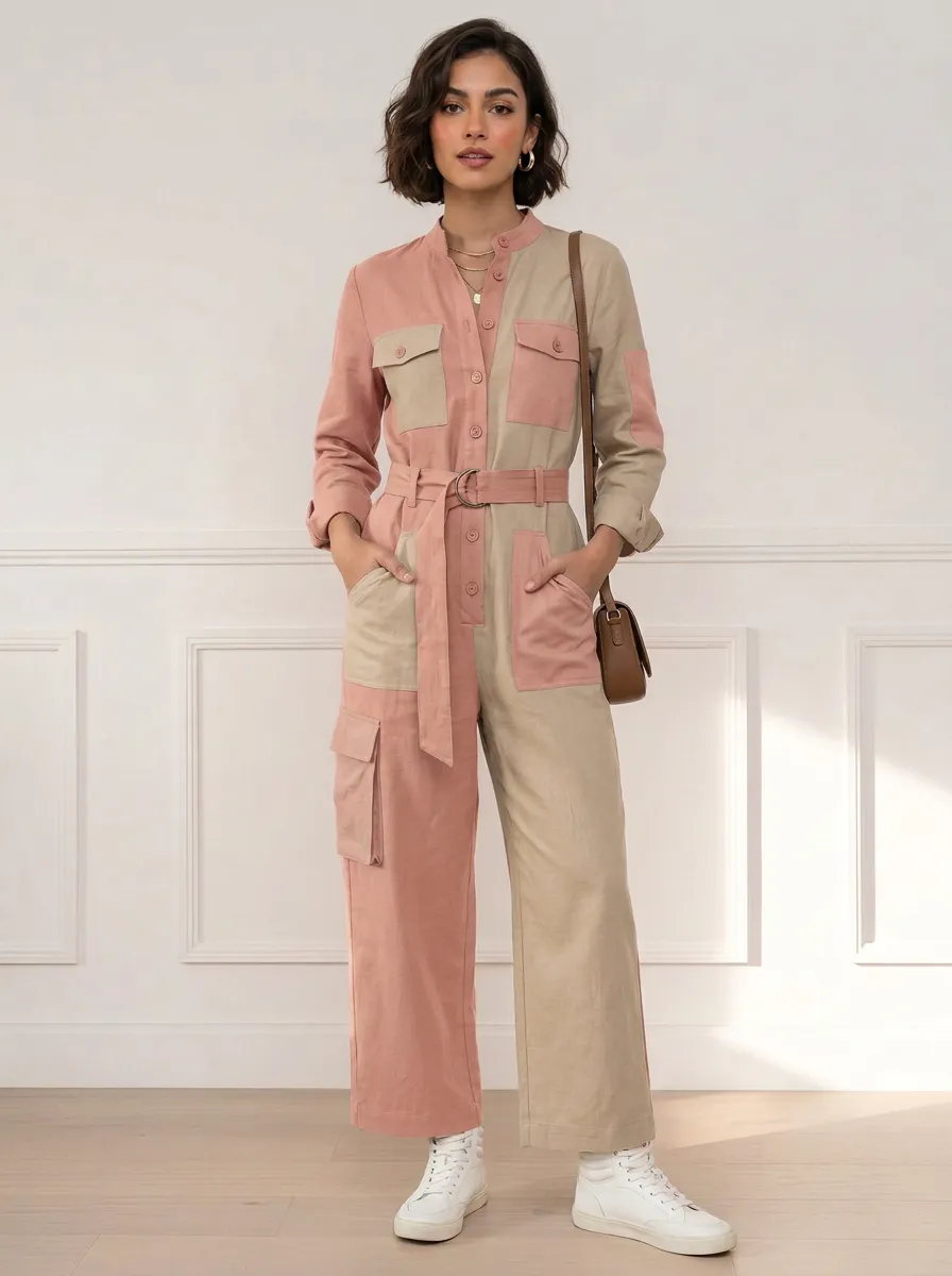 Women's Willow Utility Colorblock Cargo Jumpsuit