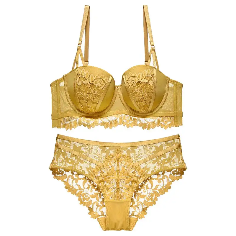 Satin-Insert Lace Lingerie Set