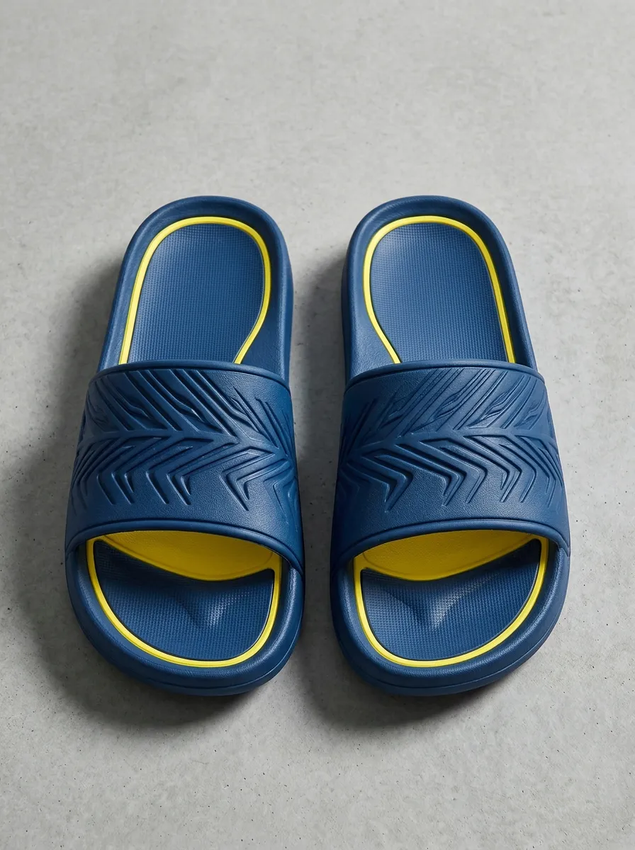 Men's Navy Yellow Chevron Relief Slides
