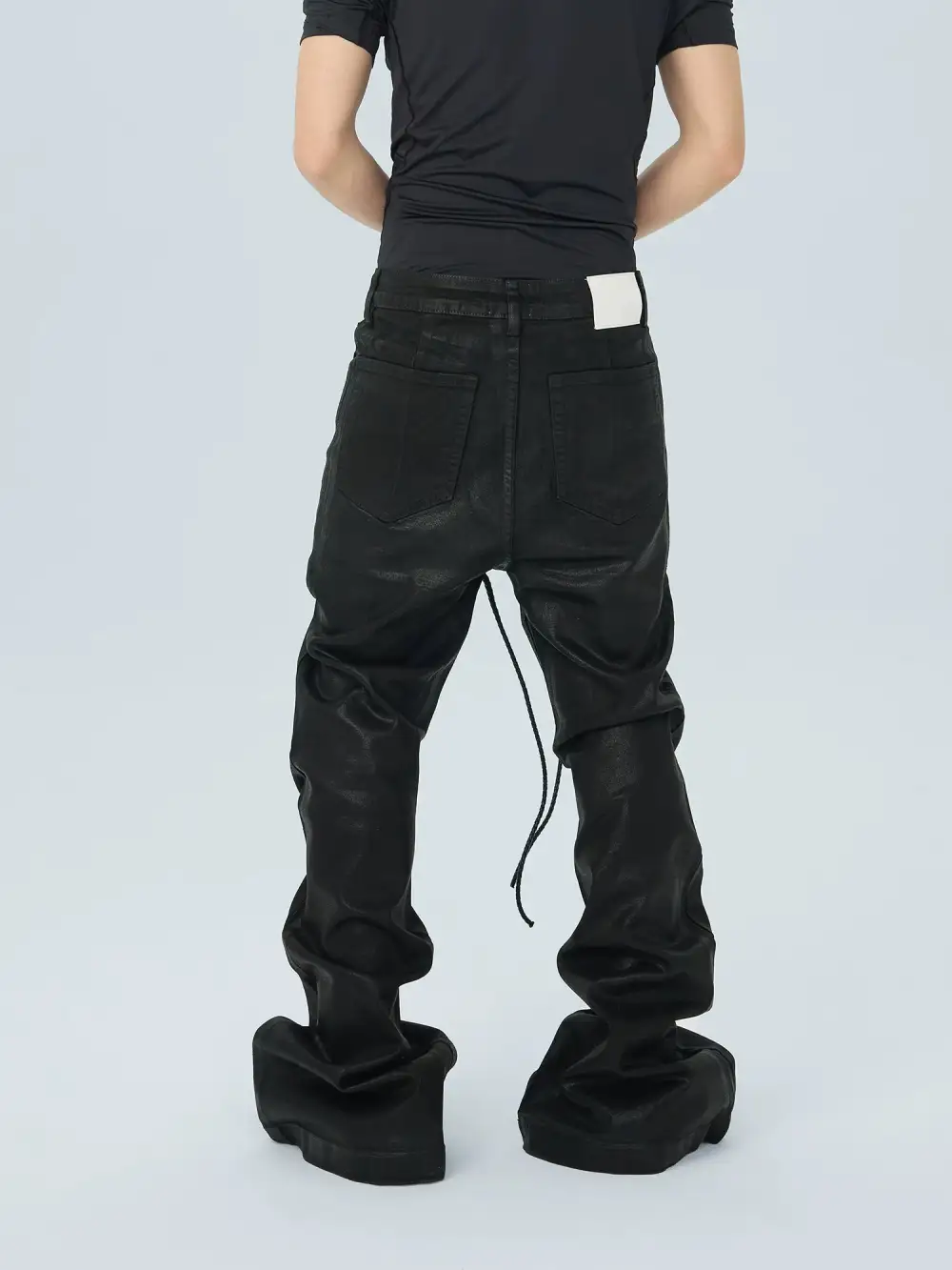 Obsidian Corset-Lace Stacked Jeans