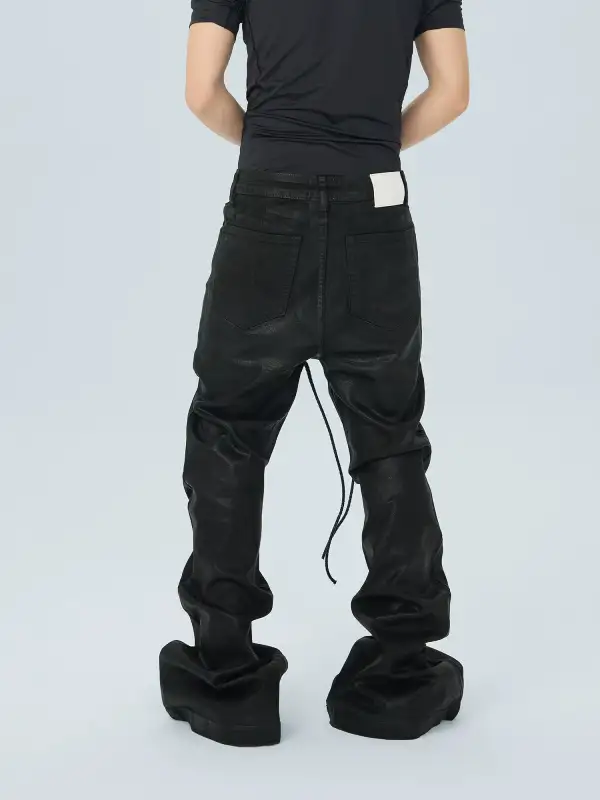 Obsidian Corset-Lace Stacked Jeans