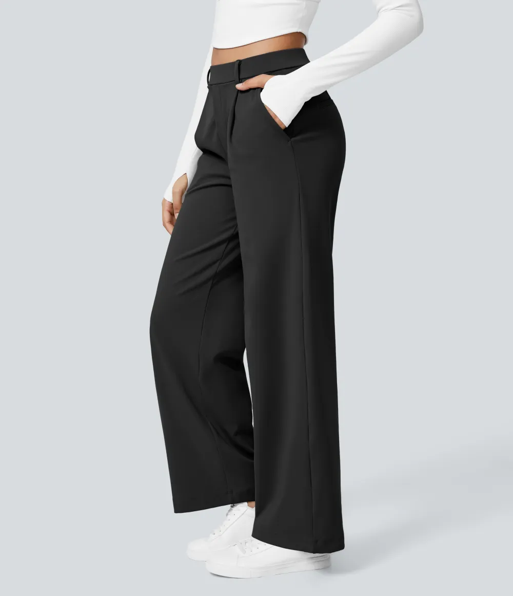 2026🔥  High Waisted Pocket Straight Leg Work Pants