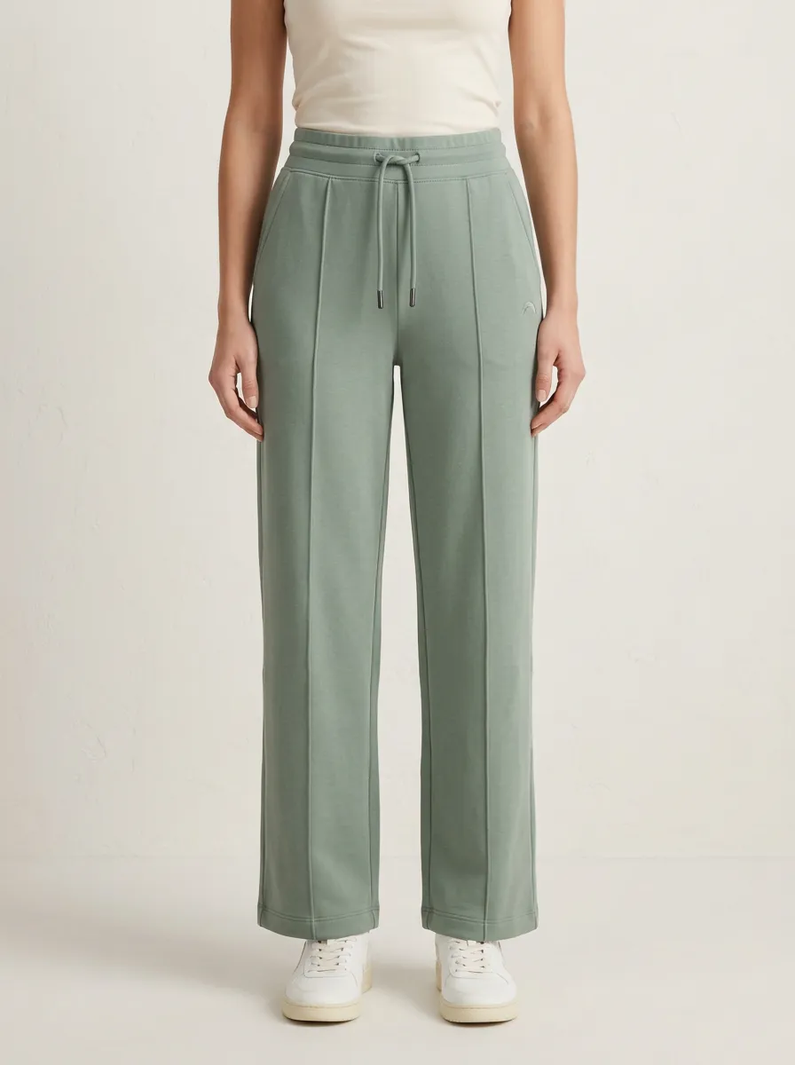 Women's Casual Minimalist Sage Green Solid Color Drawstring Sweatpants