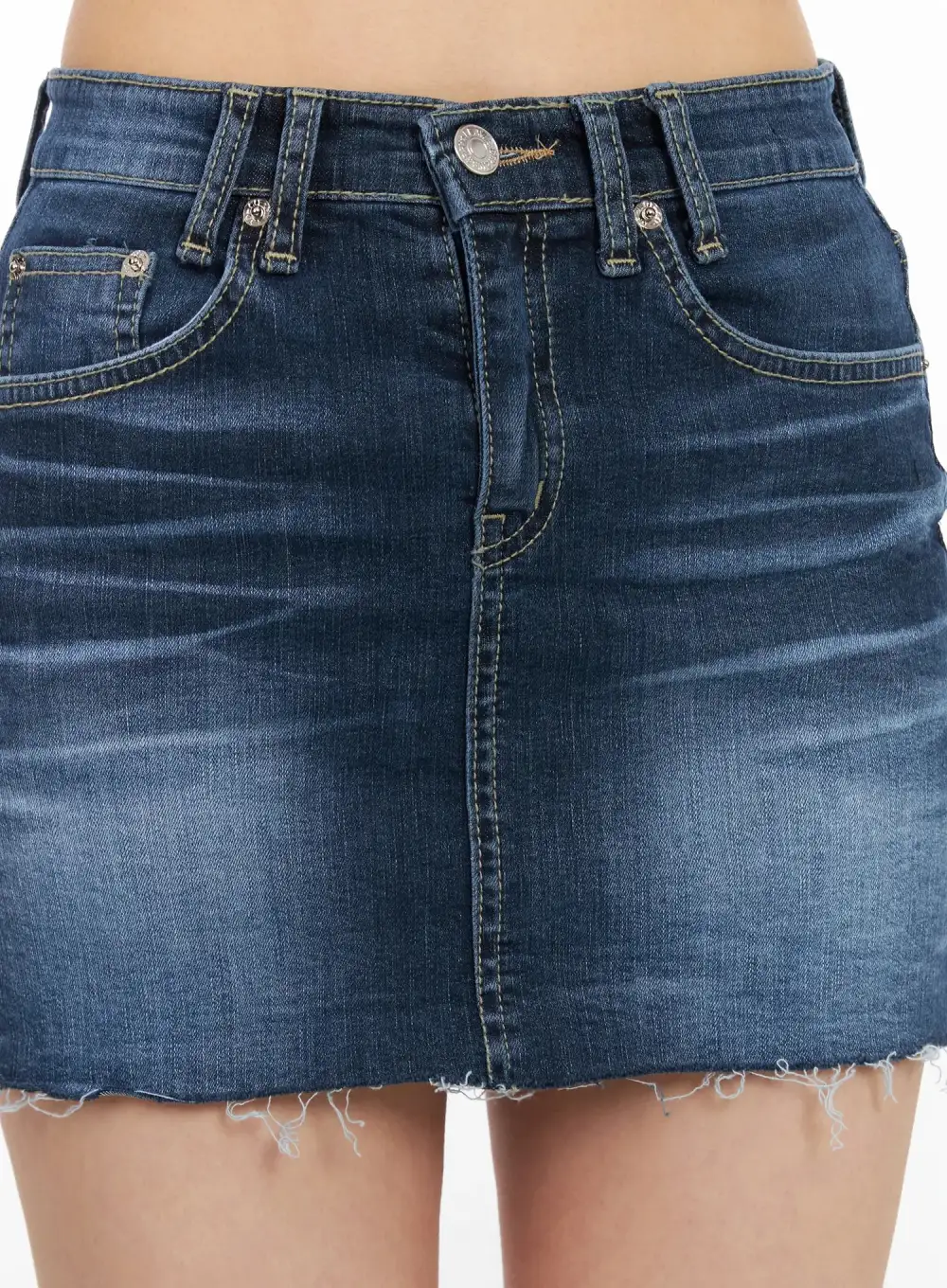 Classic Frayed Hem Denim Mini Skirt