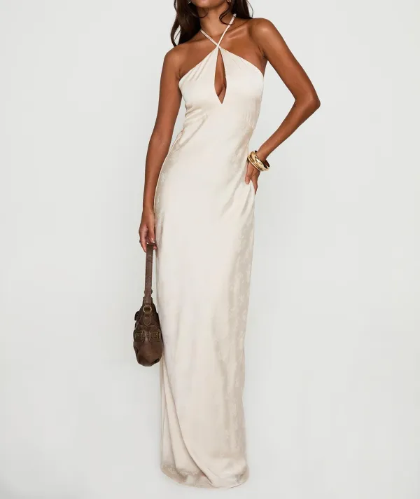 Textured Finish Halter Maxi Dress