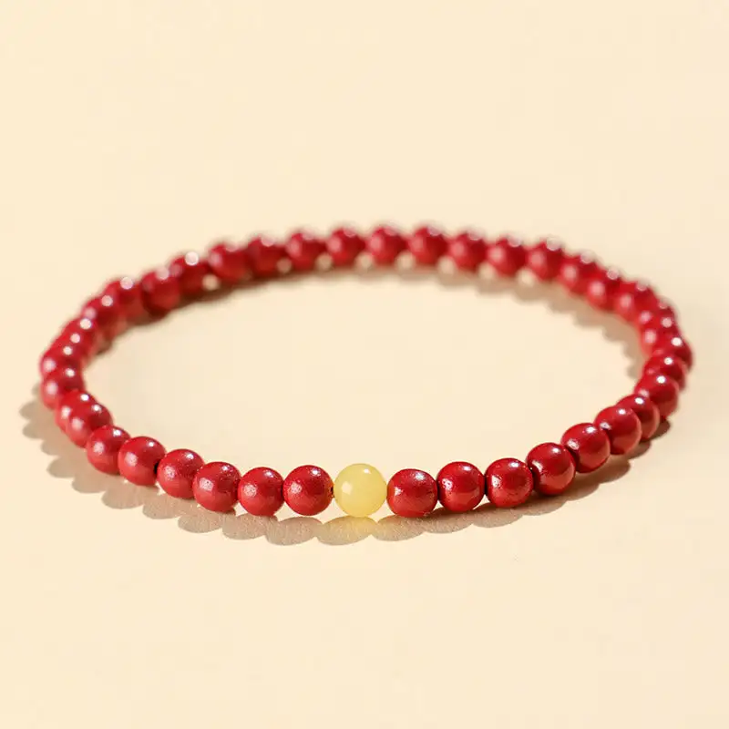Natural Cinnabar Amber Stone Bracelet