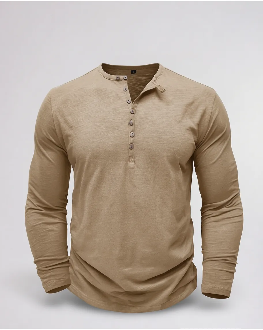 Classic Long Sleeve Henley Shirt