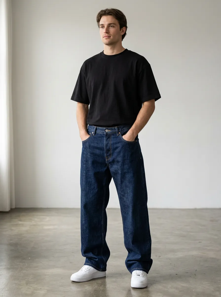 Men's Free Moving Loose Fit Relaxed Denim Jeans