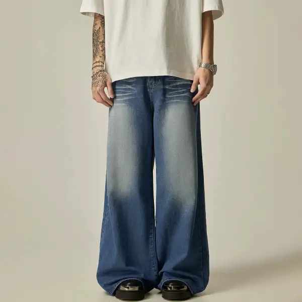 Ombre Fade Ultra-Wide Leg Denim Jeans