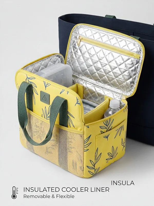 Botanical Leaf Pattern Insulated Printed Cooler Bag