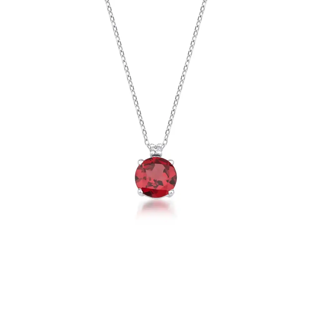 Diamond and Garnet Solitaire Necklace