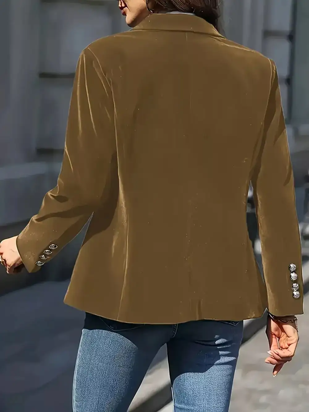 One Button Long Sleeve Blazer