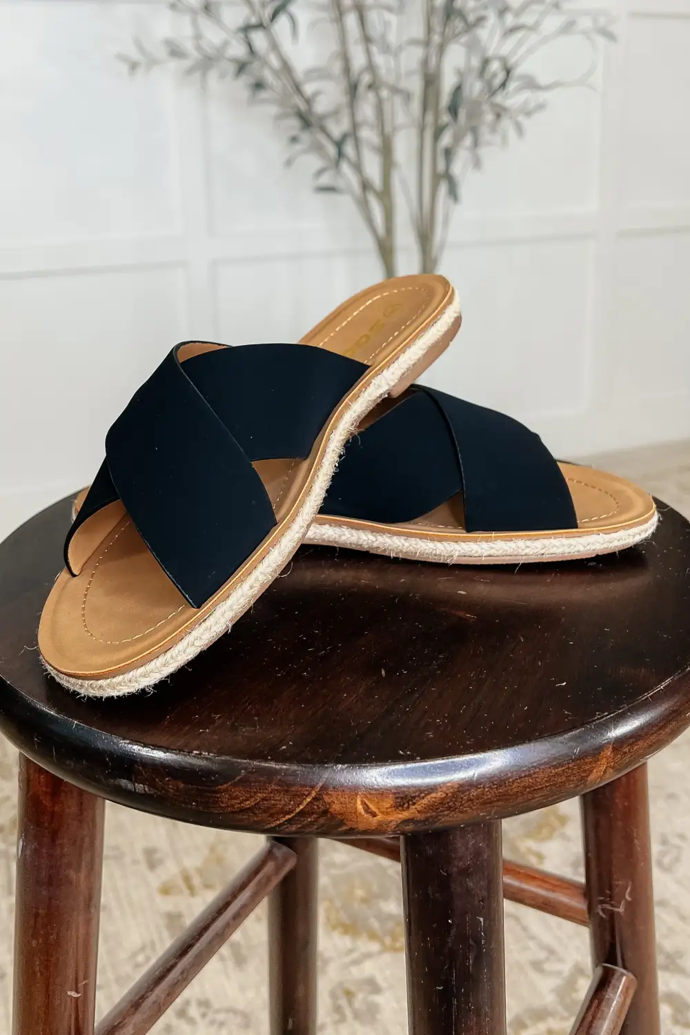 Braided Cross-Strap Flat Sandals
