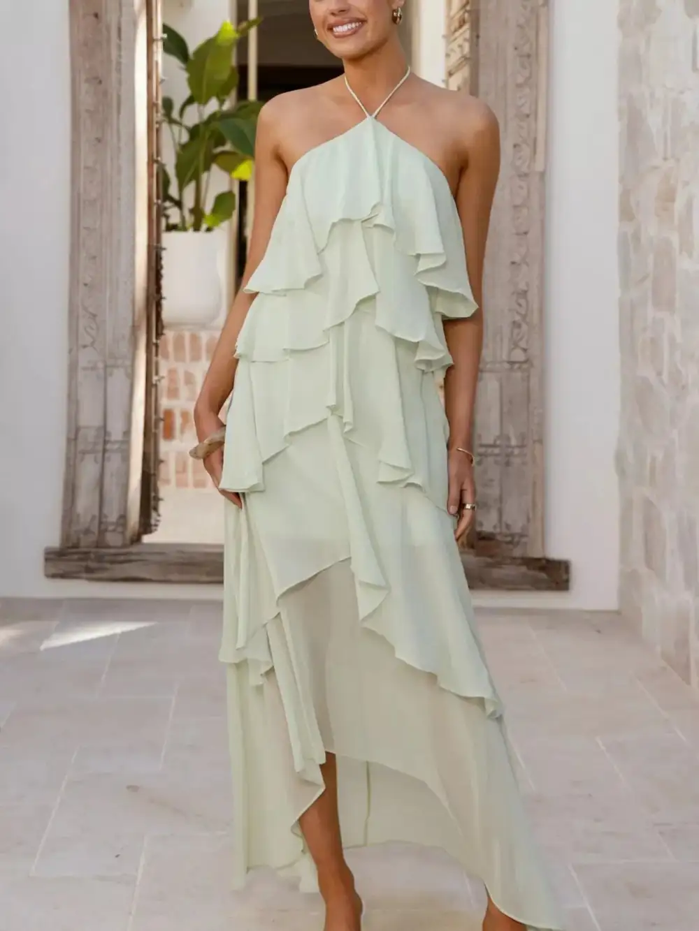 Clean Line Ruffle Dress