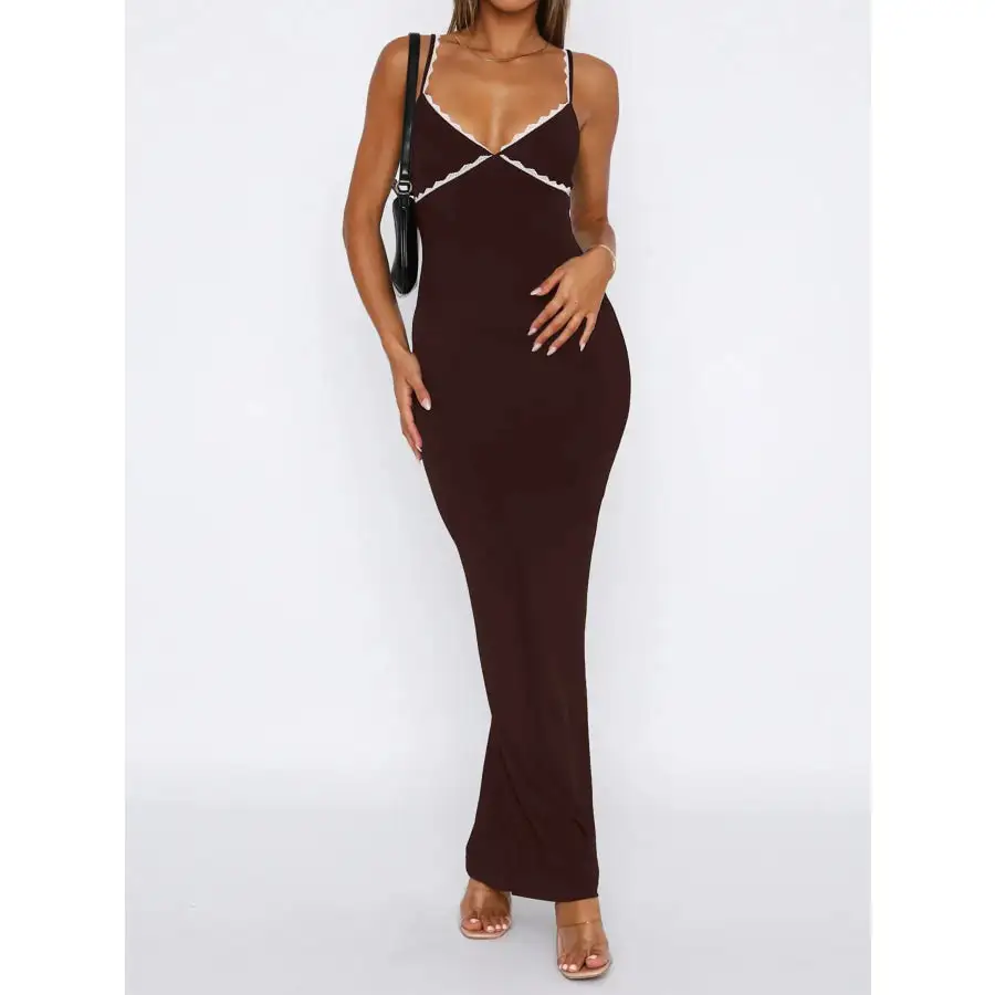 Lace Detail Slim Fit Bodycon Maxi Dress