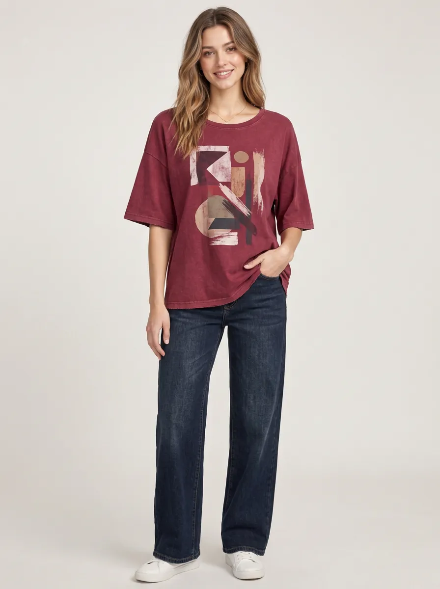 Women's Abstract Geometric Simple Printed Tee