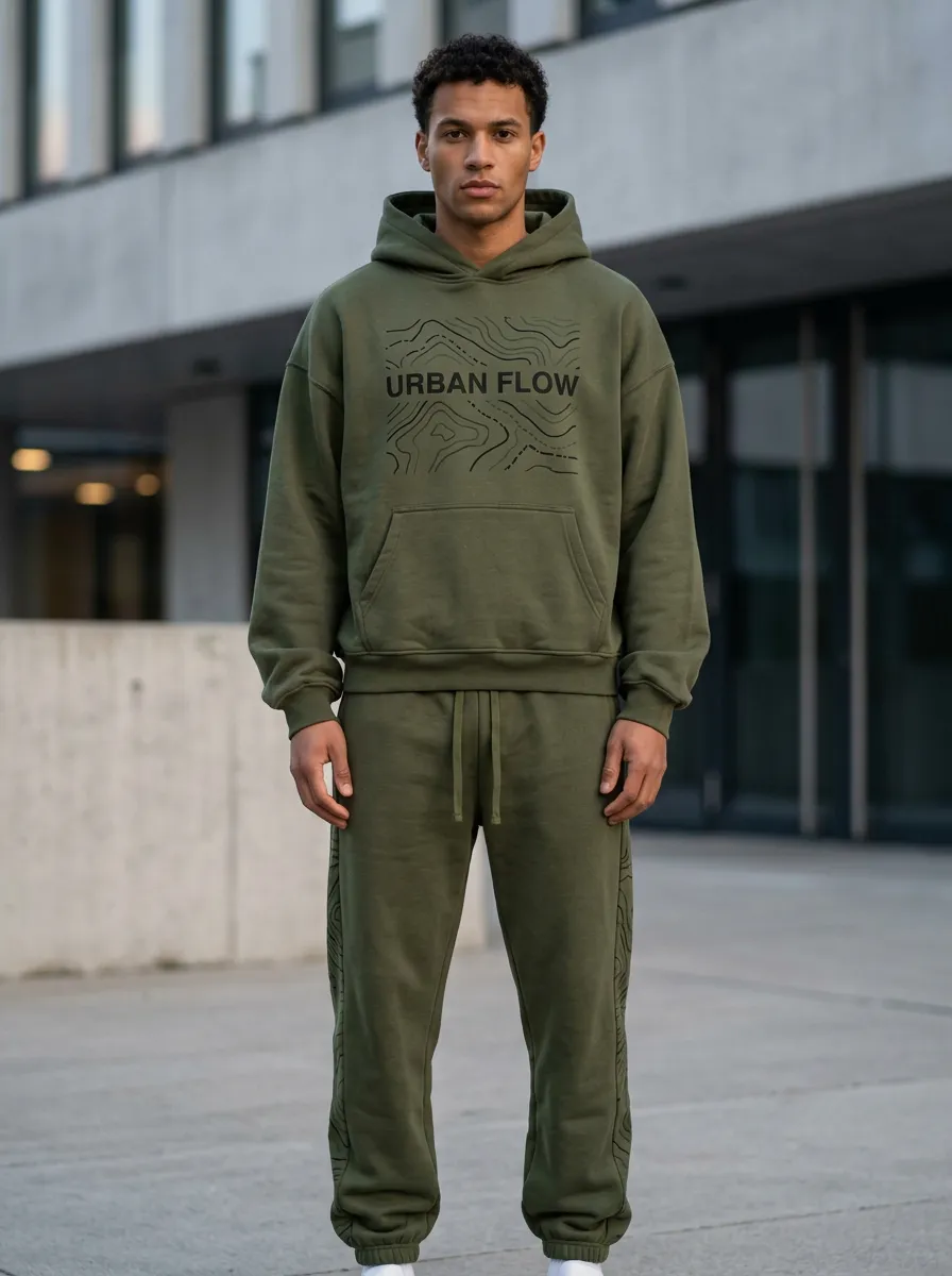 Casual Tracksuit Topographic Men's Two-Piece Tracksuit