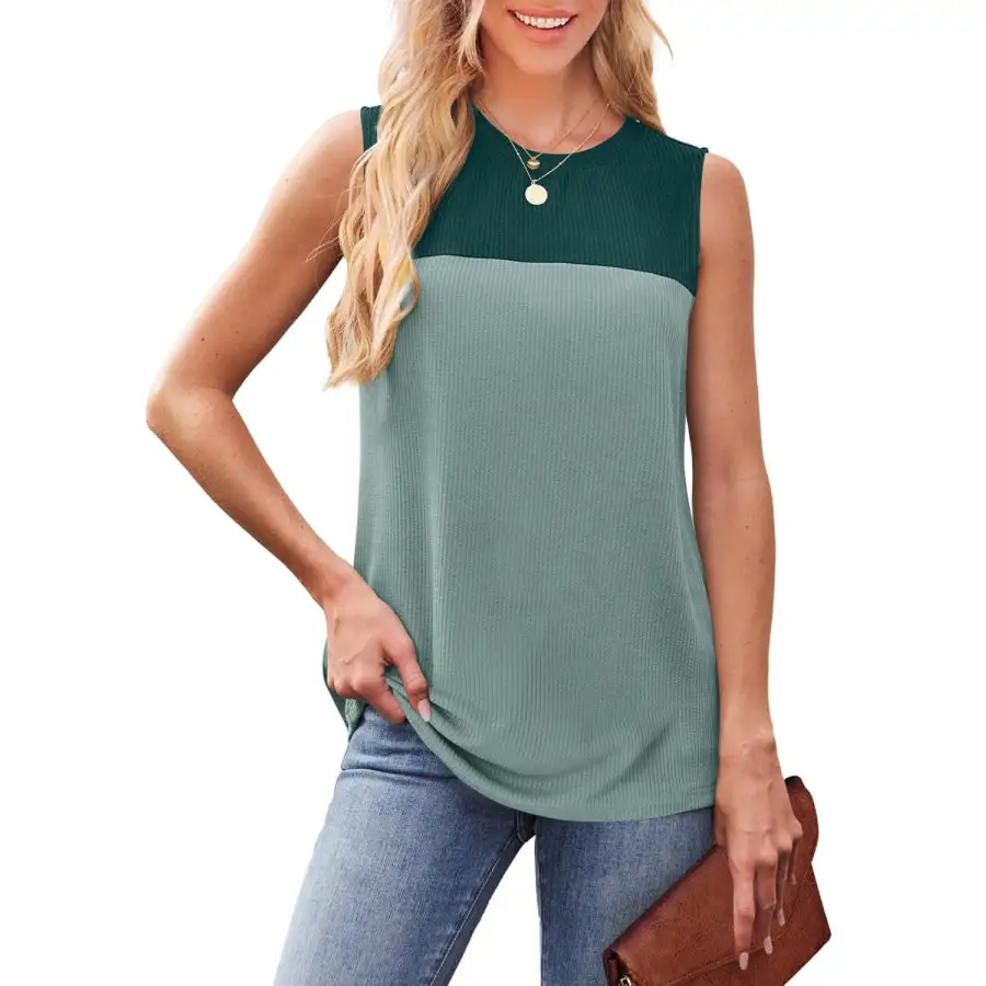 Color Block Round Neck Tank
