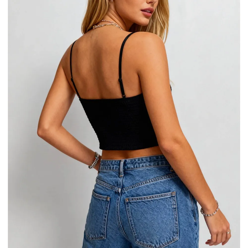 Velvet Pleated Corset Faux Button Front Cami Top