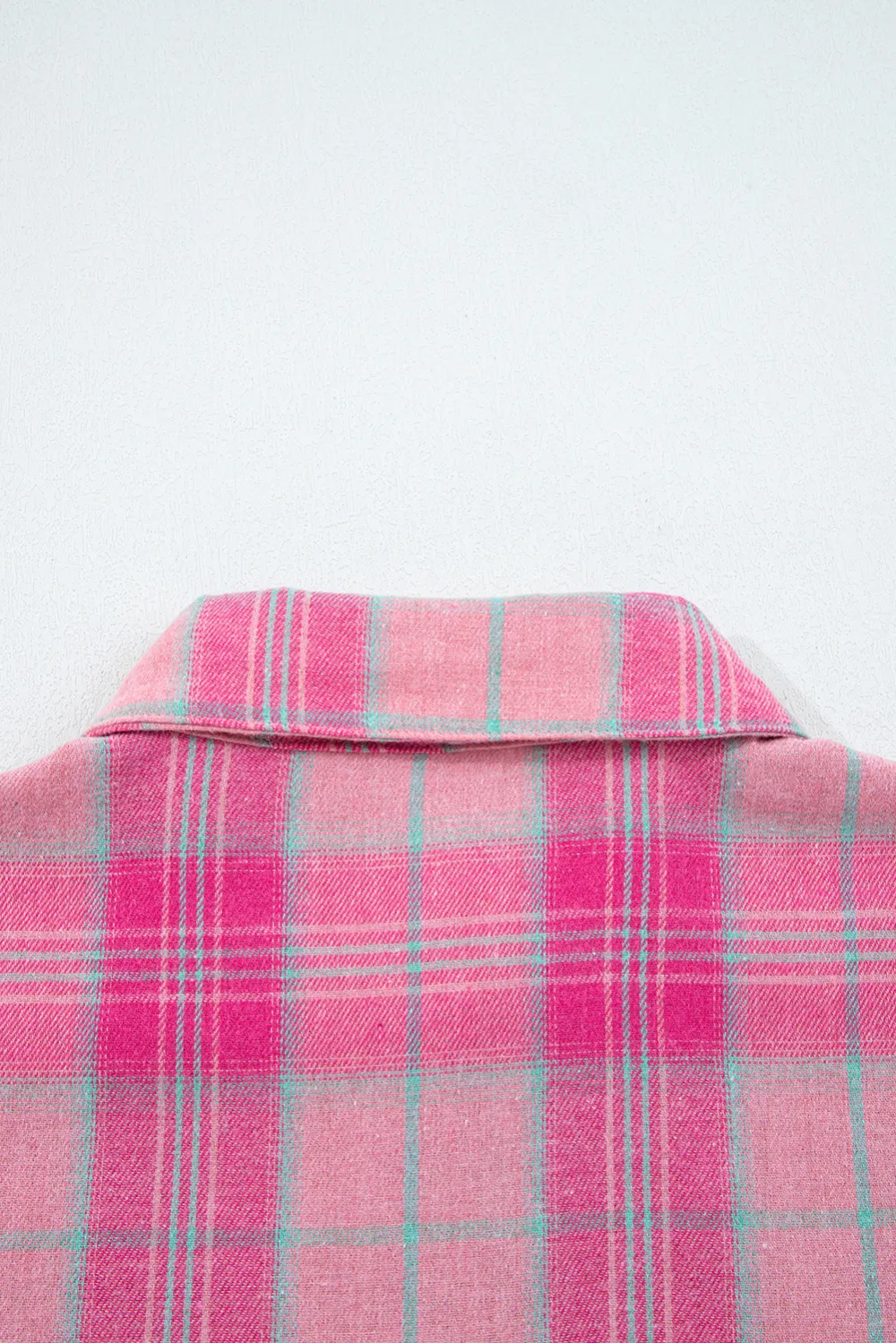 Sachet Pink Plaid Print Rounded Shirt