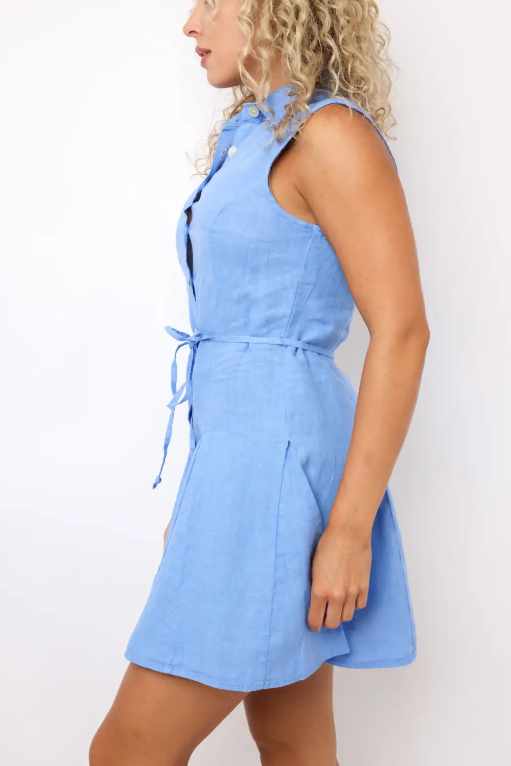 Sleeveless Seamed Shirt Mini Dress
