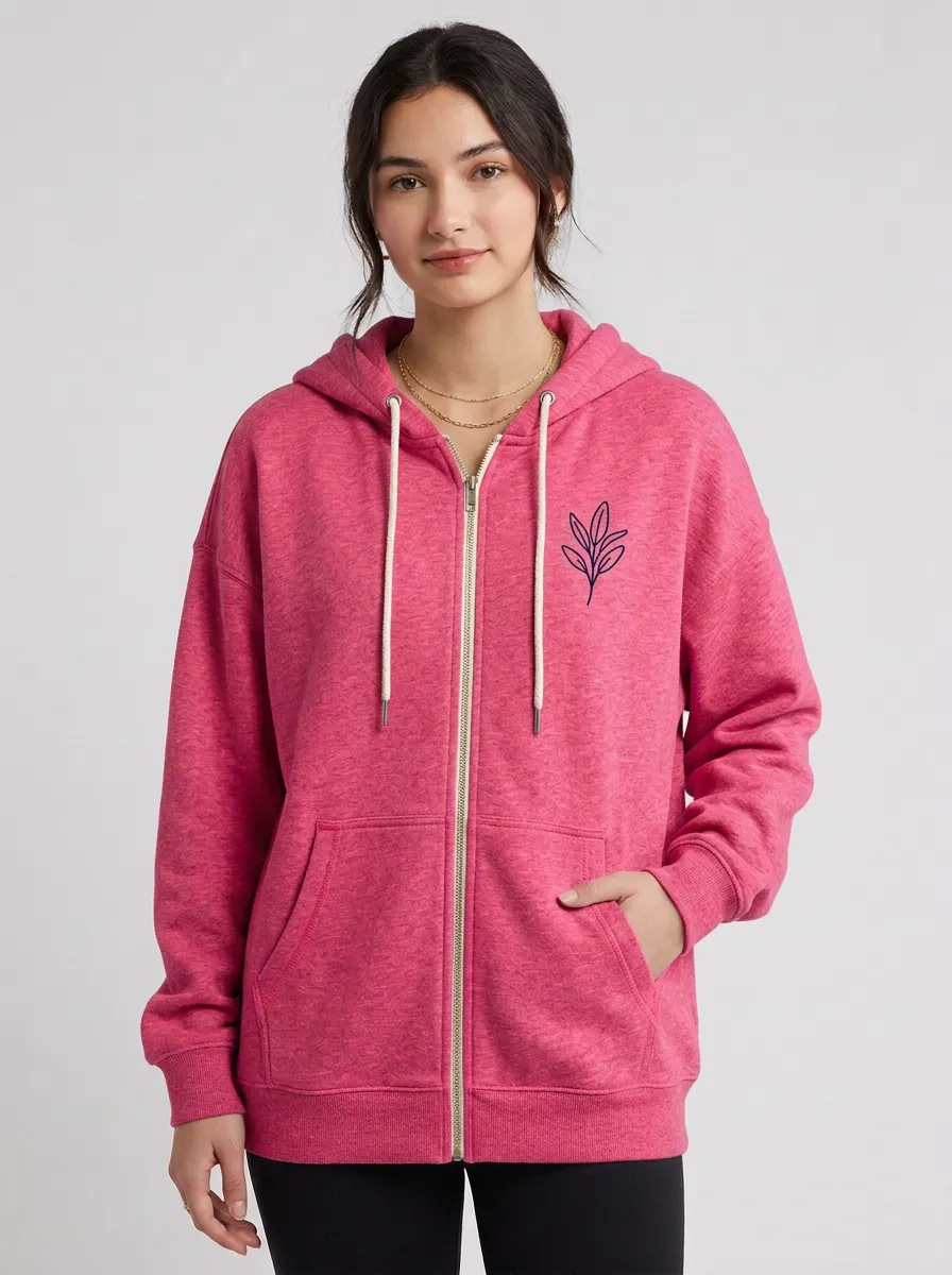 Women's Botanical Leaf Graphic Casual Hoodie
