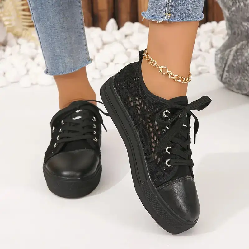  Lace Crochet Platform Sneakers Apparel