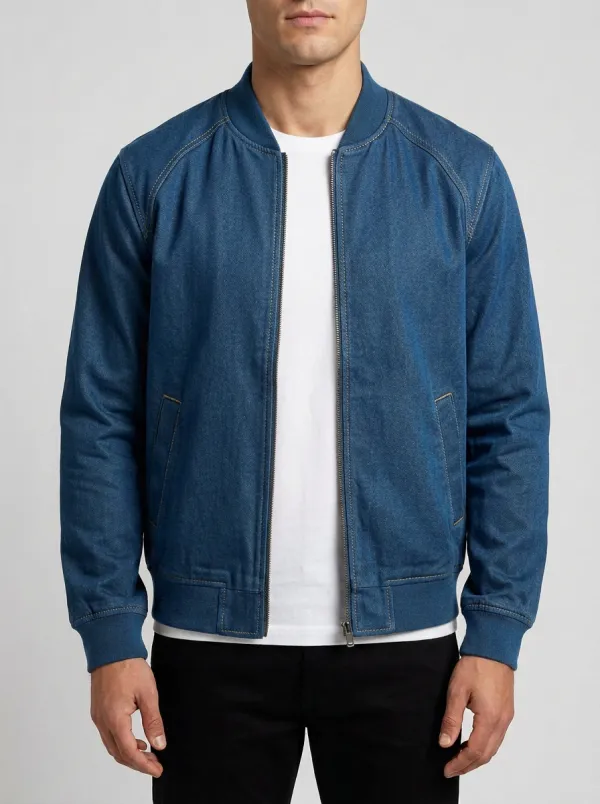 Solid Color Zip Bomber Jacket