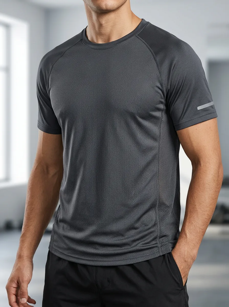 Raglan-Sleeve Men's Crewneck Athletic T-Shirt