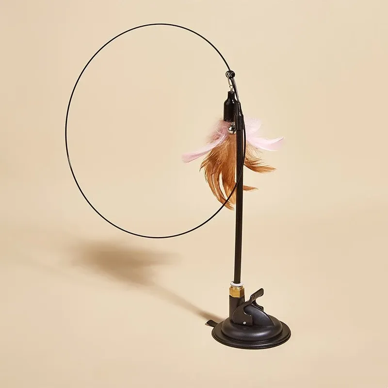 Upgraded Suction Cup Wire Cat Wand with Cat Head Shape Cat Toy