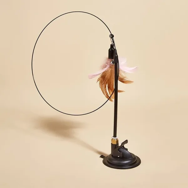 Upgraded Suction Cup Wire Cat Wand with Cat Head Shape Cat Toy