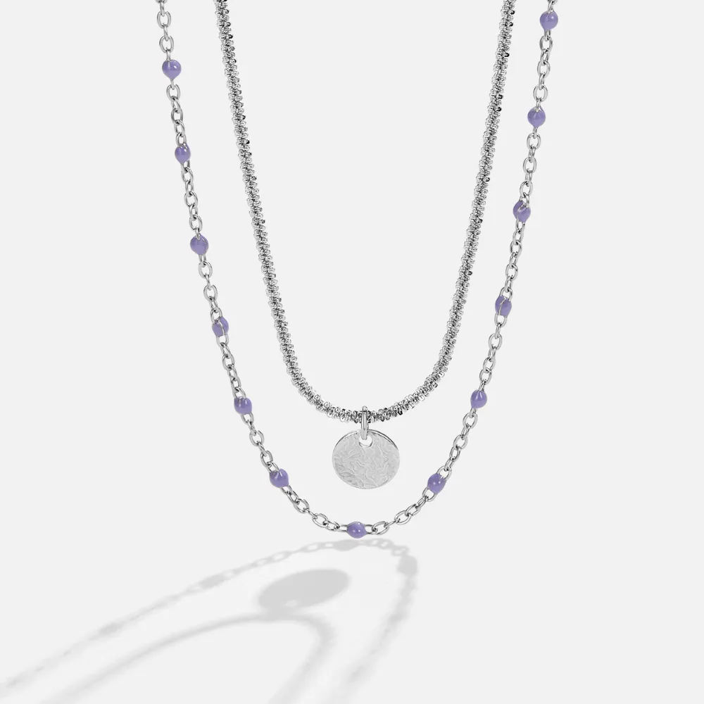 Adjustable Layered Coin Bead Necklace