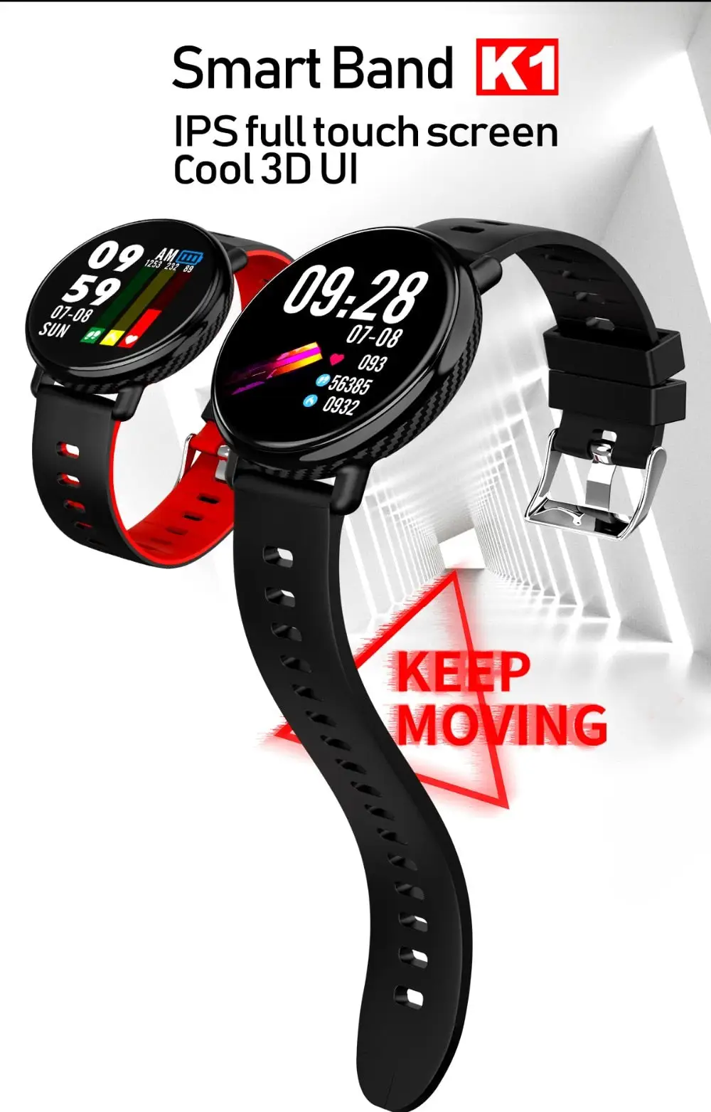 IPS Color Screen Fitness tracker Heart rate monitor Sports smartwatch