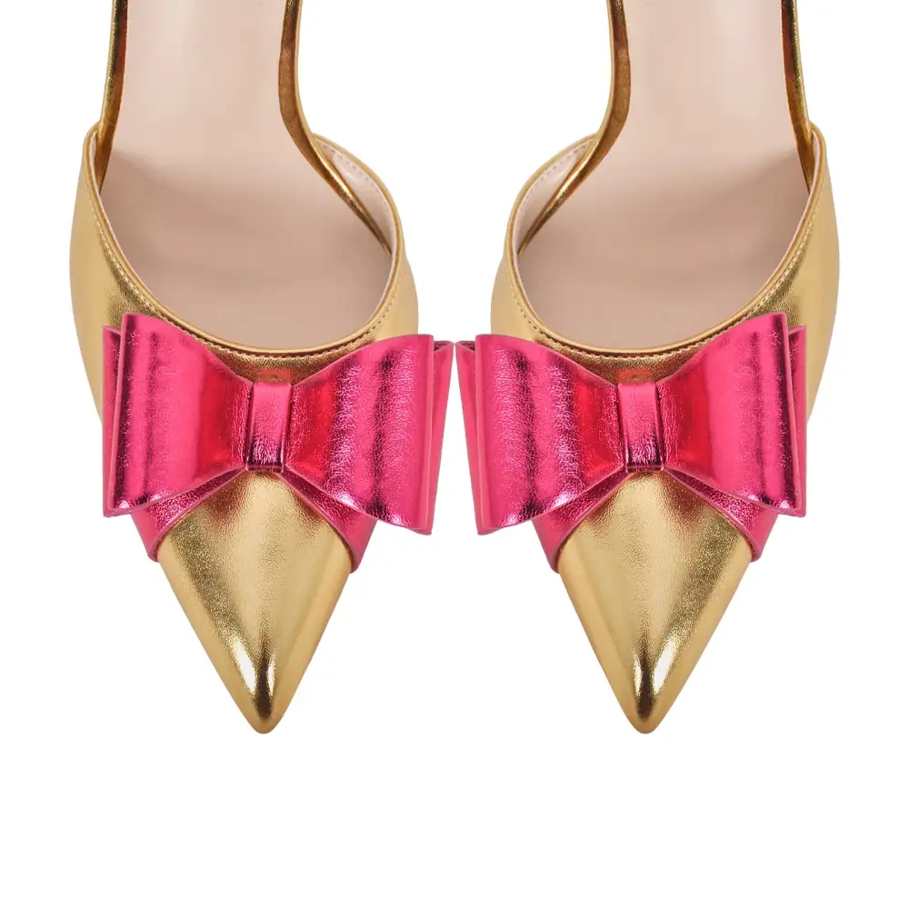 Bow Accent Pointed Toe Stiletto Slingback Pumps