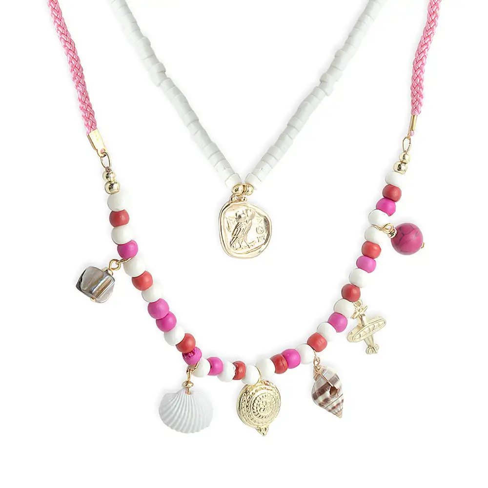 Layered Necklace with Floral Detail