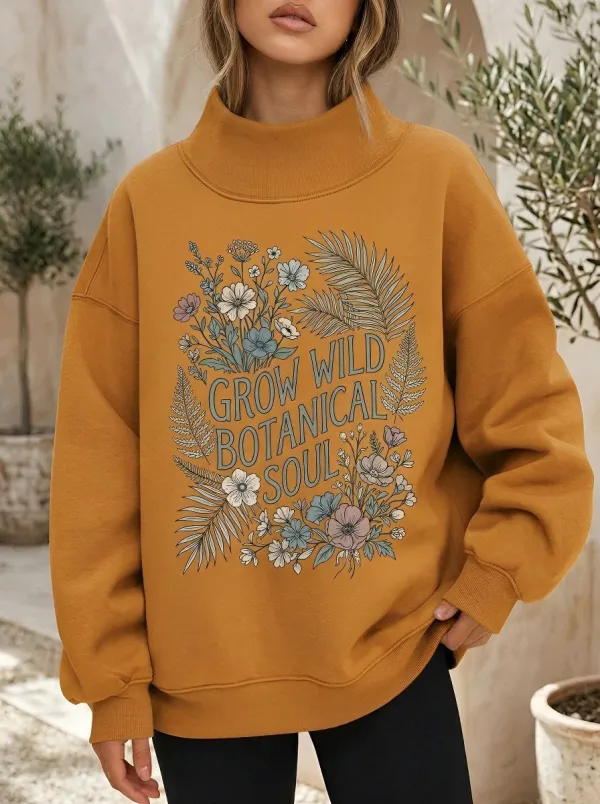 Women's Botanical Nature Lover Grow Wild Printed Sweatshirt